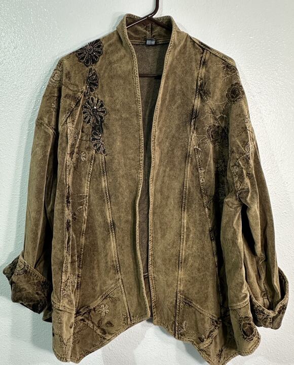 Josephine Positano Jackets & Blazers - Josephine Posephine Jacket Womens Brown Embroidered Boho Floral Made in Italy